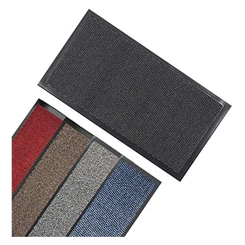 JKZ RUG AND DOORMATS Anti slip heavy duty Barrier Mat Door Mat Rubber Mats Indoor/Outdoor Shoes Dust Mats (40 x 60) (Black) Cover