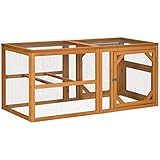 PawHut 55" Wooden Chicken Coop Add-on Expansion, Mini Chicken Coop Outdoor Chicken Run Hen House with Combinable Design