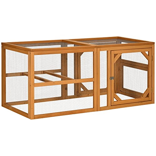 PawHut 55 Wooden Chicken Coop Add-on Expansion Mini Chicken Coop Outdoor Chicken Run Hen House with Combinable Design
