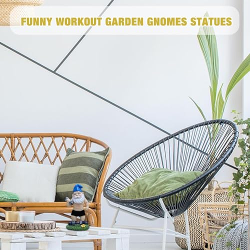 Gartenzwergstatue, lustige Workout-Gartenzwerge Statuen, Hantel Zwerge Skulptur, Hantel Gewichtheben Skulptur, weißer Bart Gewichtheben Gartenstatue Harz Handwerk – Bild 5