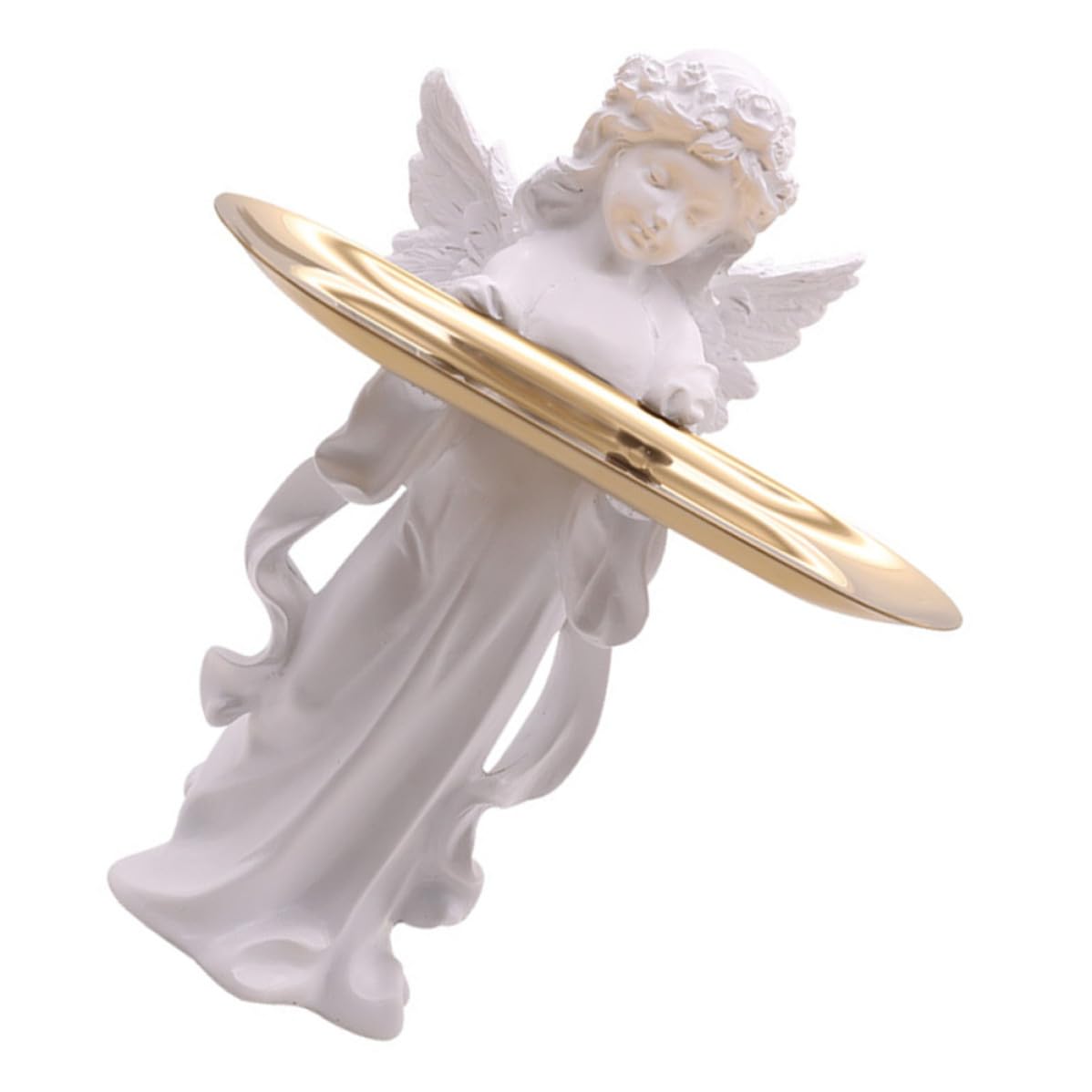 Bandeja de Joyas de Encimera Figura de Ángel en Resina de Color Claro