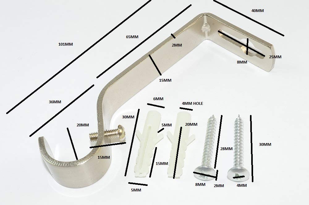 48 x Curtain Rod Rail Brackets Support Steel Brushed Nickel NP 19mm