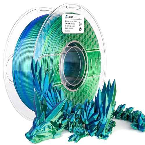 Image of AMOLEN Silk PLA 3D Printer Filament, Silk Dual Color Blue Green PLA Filament 1.75mm, Shiny Coextrusion PLA Filament, Color Change 3D Printing Filament 1KG /2.2lb