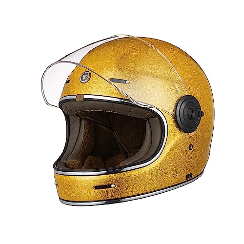 TORC Casco moto integrale Casco vintage in fibra di vetro stile retrò con visiera ECE22-06