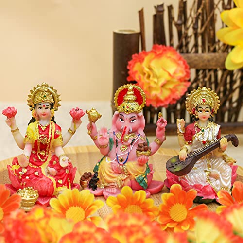 Estatuas Laxmi Ganesha Saraswati 2.5 in para Auto miniatura 4