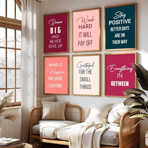 Image of kotart Motivational Quote wall Paintings with Frame for Home Decoration - Painting Living Room Bedroom Office hanging frames Set of 6 Multicolo (14X20 Inch, J)