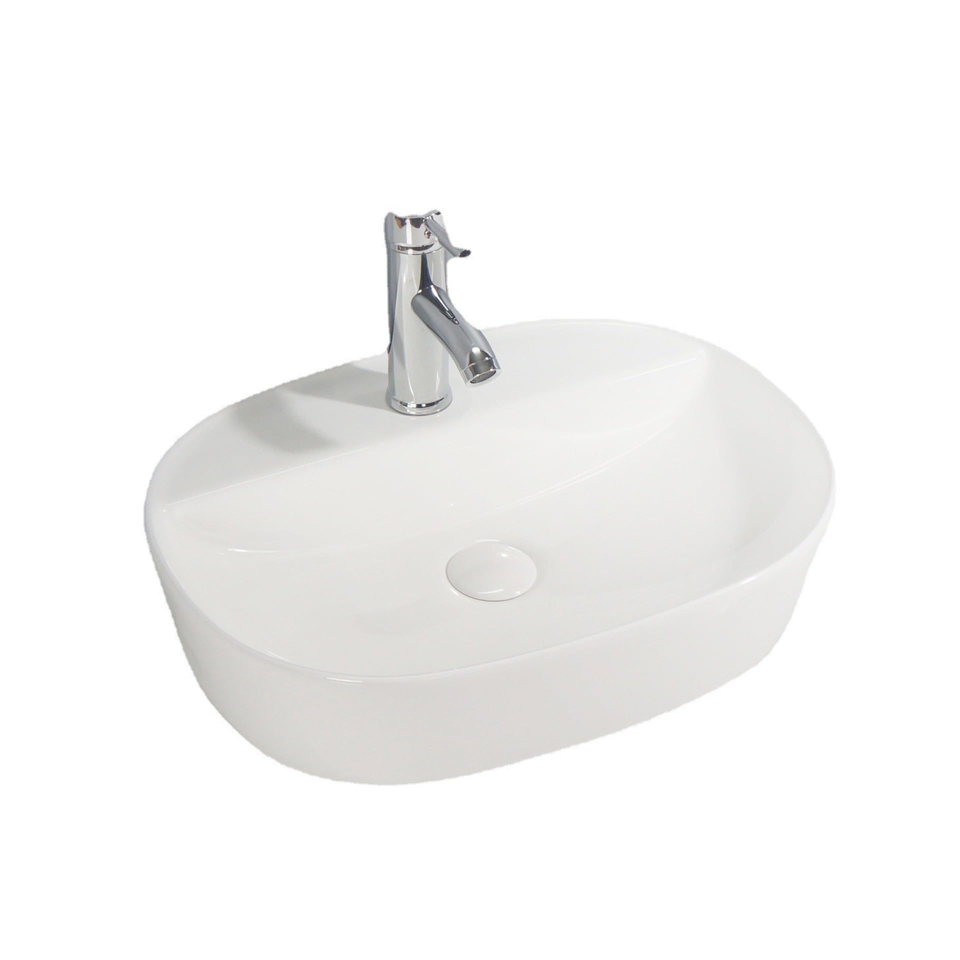 Aertsdfgt One Color Sink Bowl Bathroom Vessel Sink Modern Simple Oval Countertop Art Basin Ceramic Washbasin On Cabinet With Faucet Hole