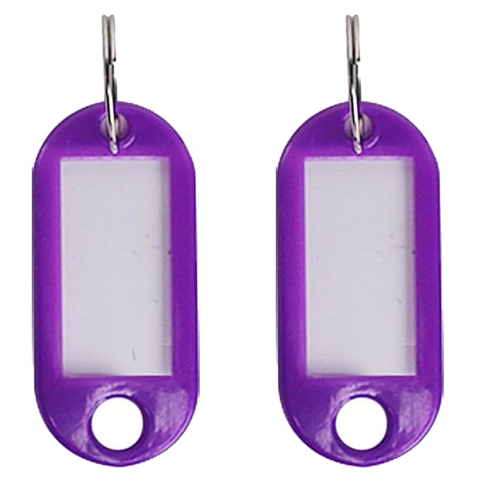 Key Tags 5cm Soft Plastic Key Chain Tags with Blank Paper Labels Purple Colour ID Label Tag Luggage Id Labels Name Tags Id Tags Key Rings for Luggage Pet Id Name Office Key 50PCS.