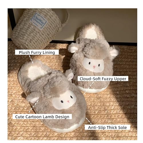 Women's Lamb-Shaped Plush Slippers - Cloud-Soft Fuzzy Lining, Flexible Non-Slip Sole for Home Indoor Lounge Use4