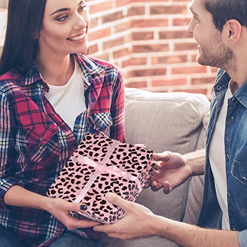 Image of Larcenciel 60 Sheets Leopard Tissue Paper, Metallic Cheetah Gift Wrapping Tissue Paper for Gift Bags & Packaging, Pink Black Art Tissue for Birthday, Bachelor Party, Weddings, Holidays,19.7x13.8inch