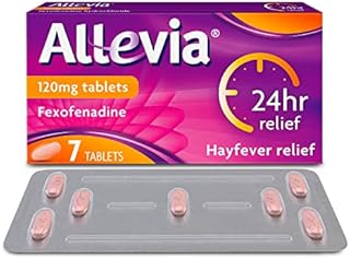 Allevia Hayfever Allergy Tablets, Prescription Strength 120mg Fexofenadine, 24hr Relief Acts Within 1 Hour, Including Sneezing, Watery Eyes, Itchy & Runny Nose, 7 Tablets