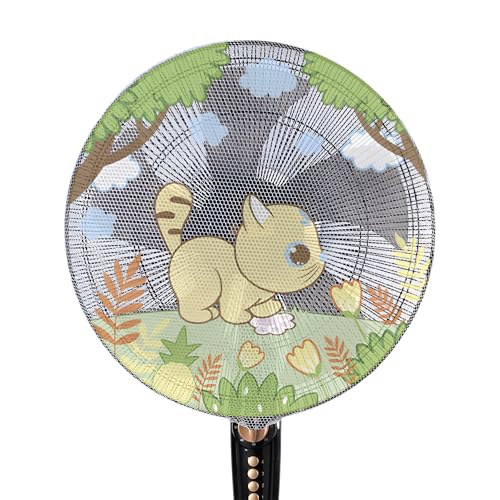 CAPASTEC ファンカバー 扇風機 あんぜん 防水防塵 洗濯可能 裏までかかる 指はさみ防止 フロアファン用 収納 保存袋 弾性ある おしゃれ 省スペース 家庭用 業務用 頑丈 梅雨対策 汎用設計 イエロー緑 ねこ