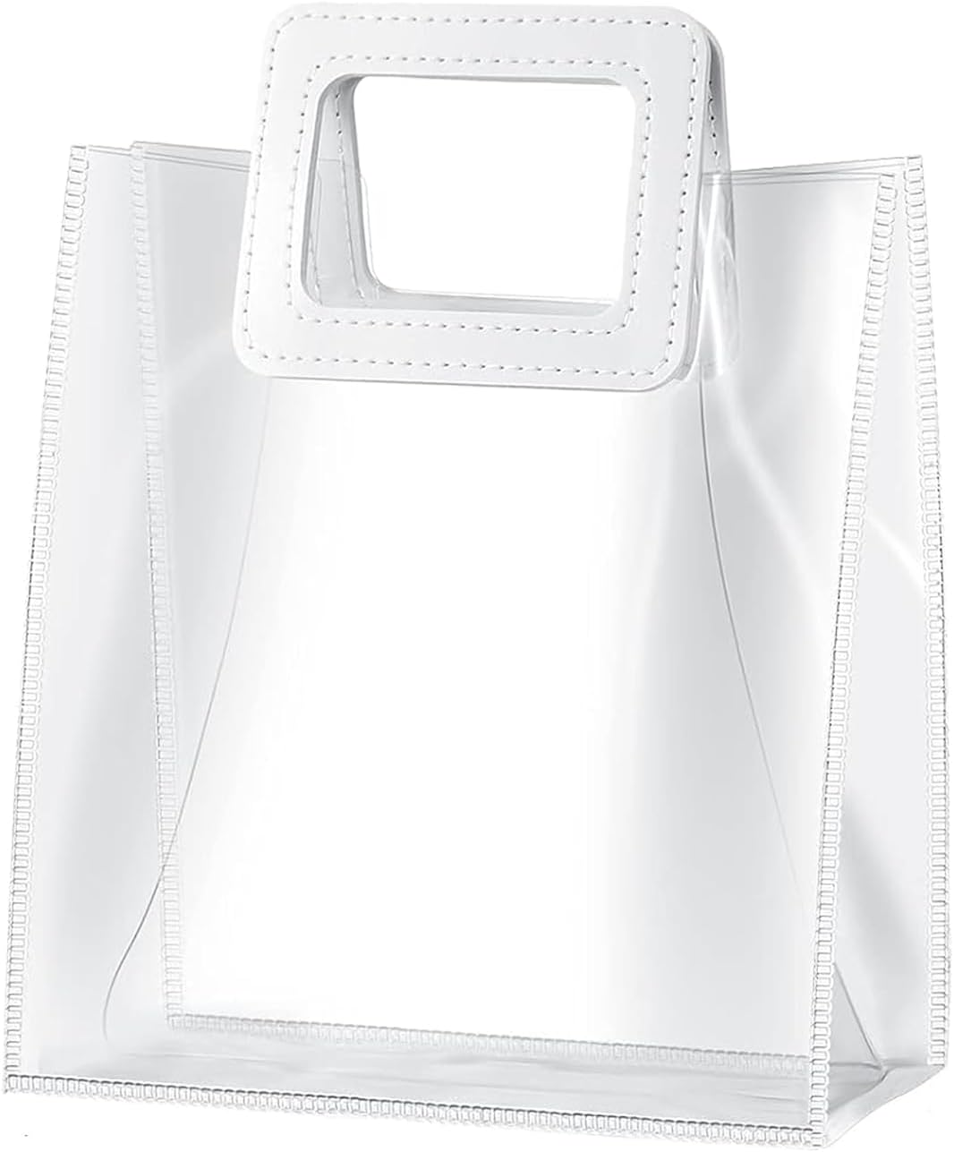Clear Gift Bag with White Handle, 1 Pcs Transparent PVC Gift Bag, Heavy Duty Reusable Gift Wrap Bags for Bridal Party, Baby Shower, Wedding Favor, Shopping Bag Bulk- 11"x4" x11"