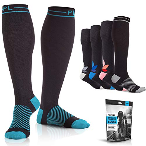 Image of POWERLIX Compression Socks for Women & Men (Pair) for Neuropathy Swelling Pain Relief 20-30 mmHg Medical Knee-high Stockings