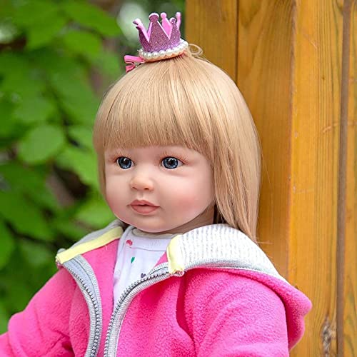 60cm 24 Zoll lebensechte Reborn Babypuppen mit Langen Haaren Realistische Weiche l Silikon Kleinkind Jungen Mädchen… – Bild 8