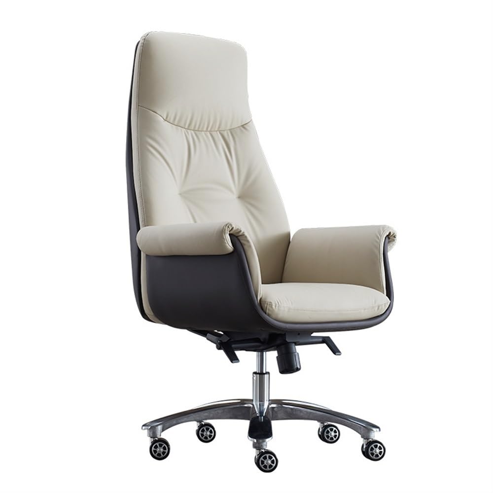 HTTGDGDH Gray Executive Office Chair - High Back Pu Leather Chair With Lumbar Support Adjustable Armrests Swivel Task Chair For Home Office Ergonomic Design For Women & Adults,