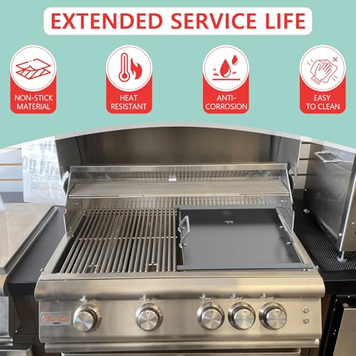 Image of Half Size Griddle Insert for Blaze Grills 3 and 5 Burner Natural Gas Grill | For blaze griddle insert, for summerset sizzler 32 inch /40 inch & Aog 24 inch T series,RCS 32 inch grill,nonstick uncoated metal,even heating