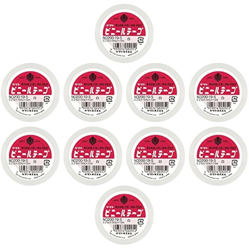 야마토 비닐 테이프 19mm폭 10롤 NO200-19-5-10PR 흰색