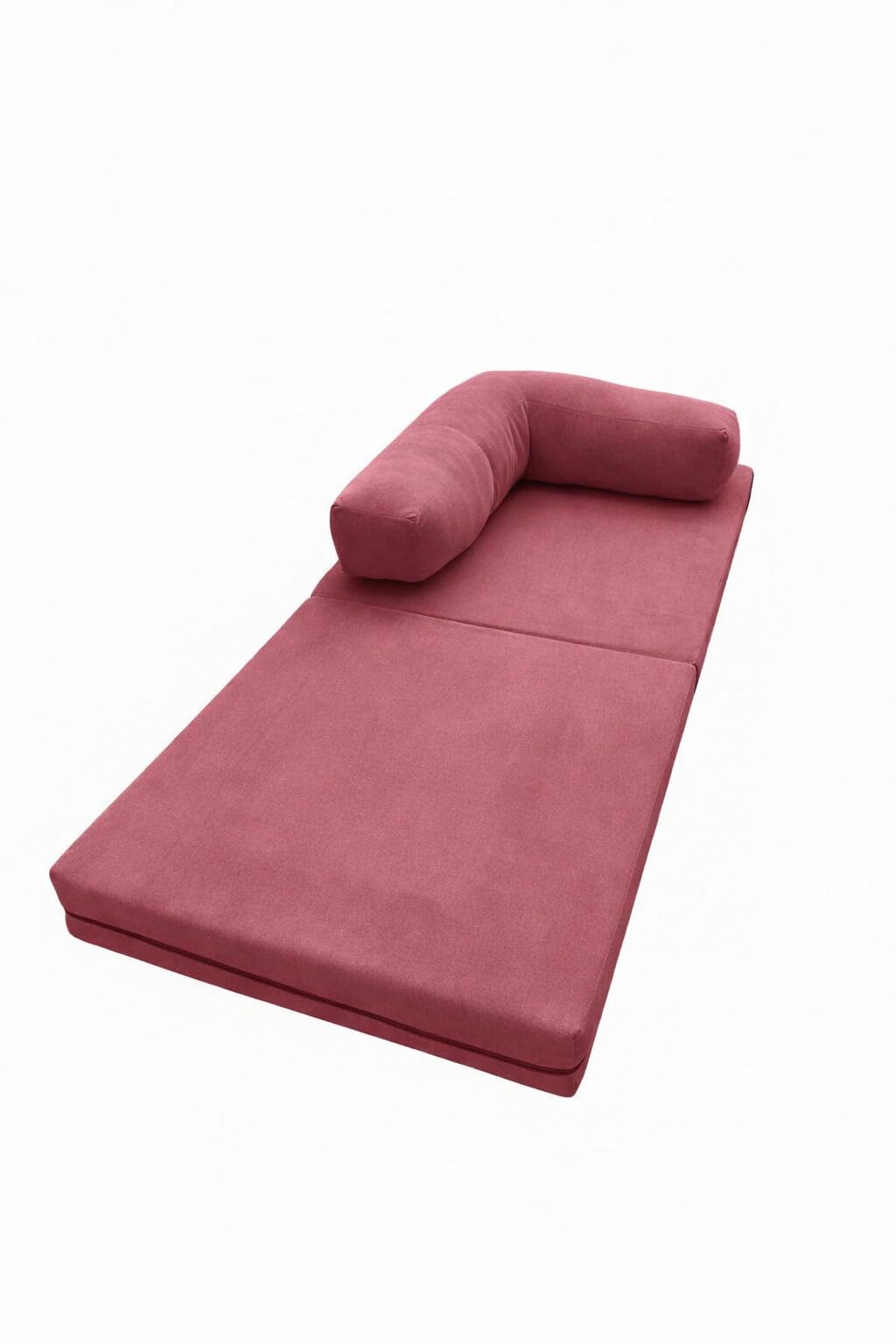 Karmakasa Velvet Sofa Cum Bed | Foldable Floor Chair Sofa with Adjustable Backrest | Single Bed Convertible Sofa | Compact Space-Saving Furniture,Wine Pink 1