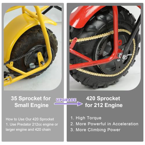 Image of High Torque 60 Tooth Rear Sprocket with 420 Chain for CT200U CT100U | 420 Sprocket 40mm Bore with 90 Links and 42L Jackshaft Chain Compatible with Mini Bike Coleman 100cc 200cc Baja Parts