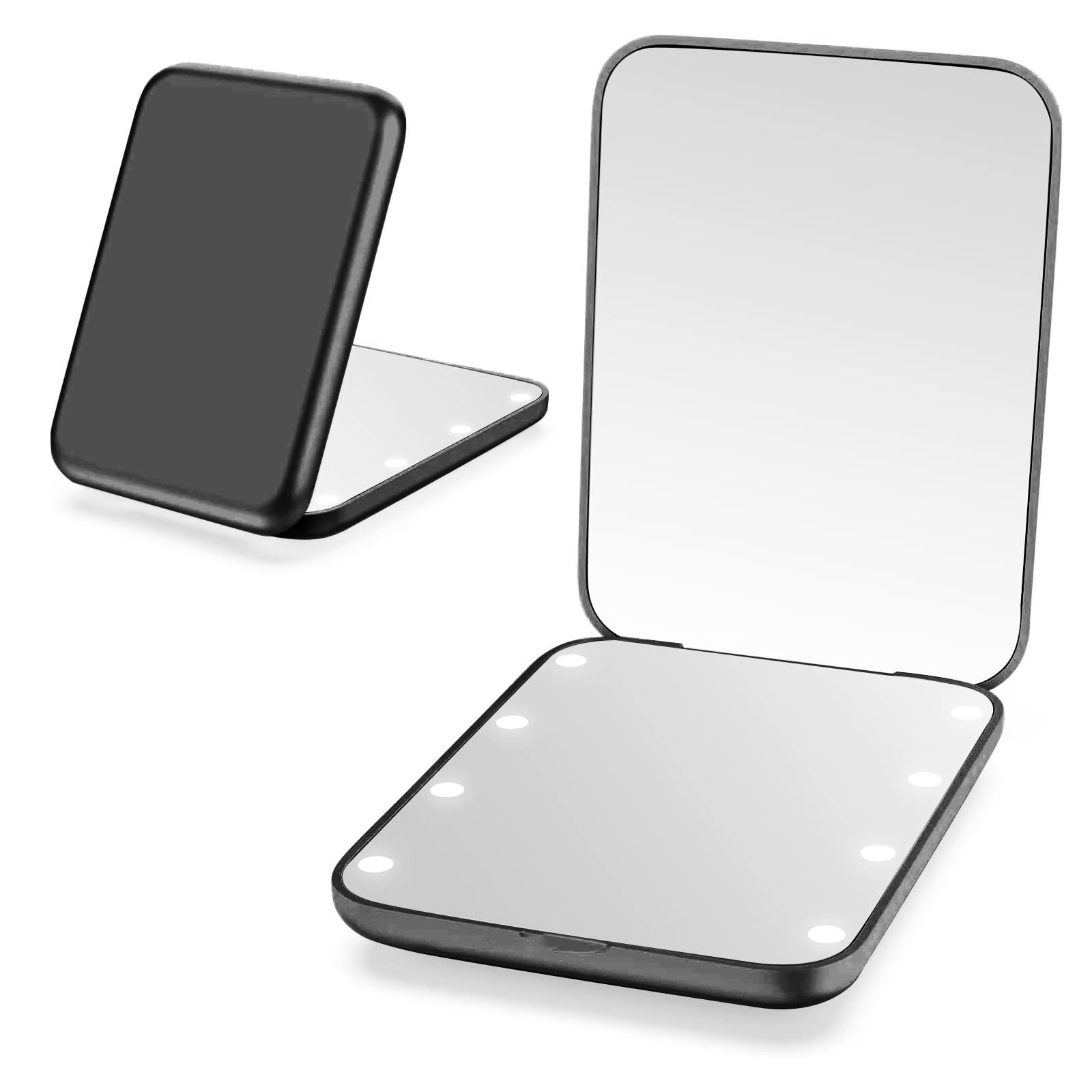 Giazee Lighted Travel Makeup Mirror - 1X/2X Magnifying Compact Mirror with LED, Portable Pocket-Sized Beauty Mirror for Handbag & Purse