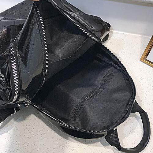 Sac à dos dames noir en cuir PU brillant chic
