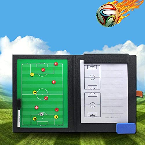 Firelong Football Soccer Coaches Tactics Clipboard Kit, Tactical Layout Notebook, Pu Leather Cover, Dry-Erase Strategy Magnetic Clipboard With Notepage (Yellow) #TOP3