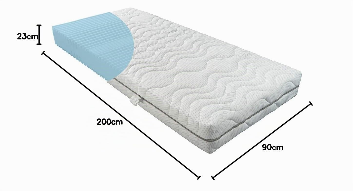 BMM Comfort Materasso 7 Zone 90x200 cm in durezza H3 Rigido, Altezza 23 cm