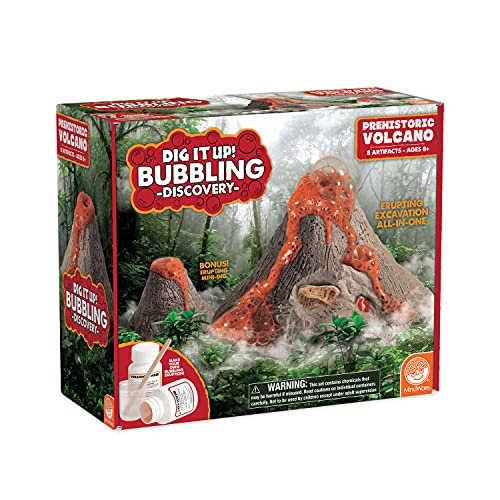 MindWare Dig It Up! Bubbling Discovery: Prehistoric Volcano Fossil Dig Kit â€“ Make The Volcano Erupt and Then Excavate 7 Artifacts â€“ Educational Activity for Kids & Teens â€“ Ages 8 & Up