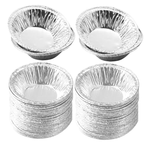 TOGEVAL 500個アルミホイル製ミニタルト型 丸型エッグタルトモールド 耐熱使い捨てパイカップ 家 カフェ レストラン対応 パーティーや製菓に