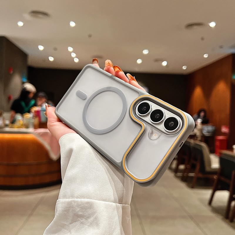 Image of LuxuryKase Frosted Clear MagSafe Case for Samsung Galaxy S26 | Translucent Matte Back | Soft TPU Bumper + Hard PC Back | Raised Camera Protection | Wireless Charging Compatible - Grey