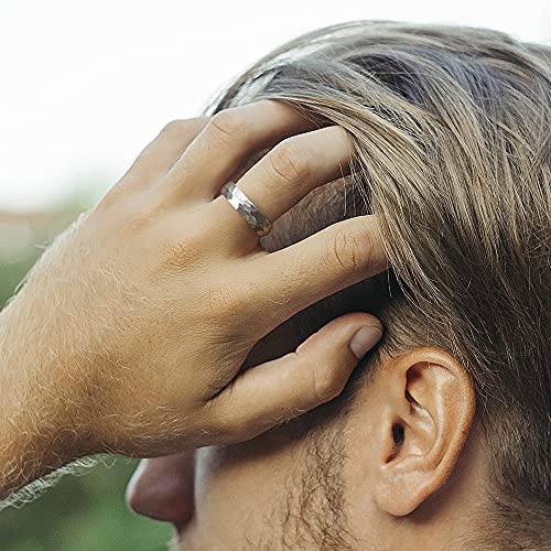 Three Keys Jewelry Mens Womens Tungsten Carbide Unisex Wedding Hammered Bands Rings For Men Women 6Mm Comfort Fit Vintage Silver Size 9.5 #TOP3