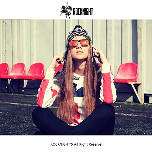 Rocknight Polarized Hd Oversized Sunglasses For Women Red Reflective Sunglasses Boating Red Sunglasses Fashion Metal Frame #TOP1