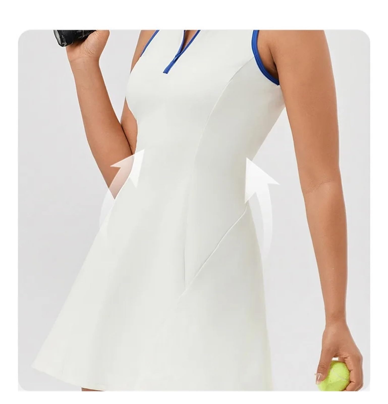 Vestido Tenis Mujer Vestido De Tenis Una Pieza con Cuello Abatible For Mujer, Deportivo Secado Rápido, Transpirable, Y Ocio