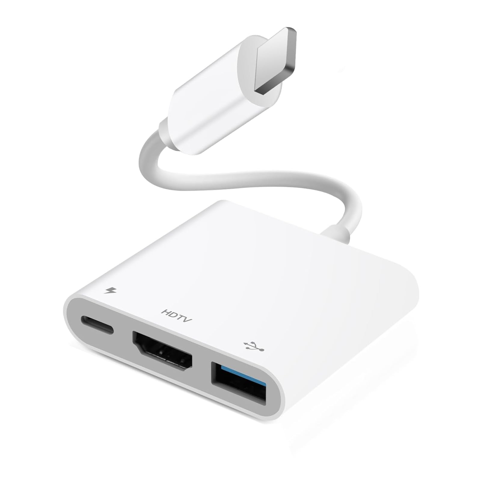 [Certifié Apple MFi ] Hub Adaptateur AV numérique Light-ning pour iPhone iPad, hub d'éclairage 3 en 1 avec Sortie HDMI, Port USB OTG et Port de Charge, Prend en Charge la vidéo, Les Applications, Les