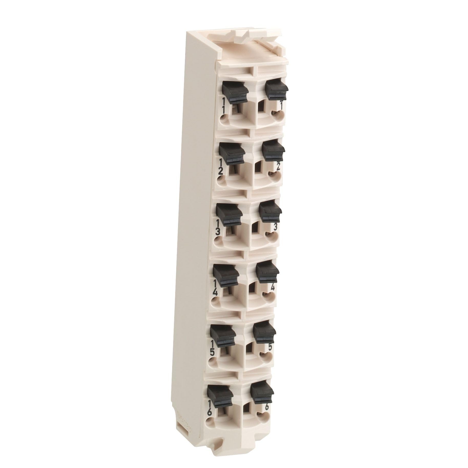Regleta de terminales de 16 pines y 24VDC blanca para cableado ordenado de sistemas de control