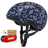 Kinder-Fahrradhelm mit Licht, verstellbarer Helm für Baby/Baby/Baby für Jungen und Mädchen, 3-5/5-8 Jahre, Galaxy S