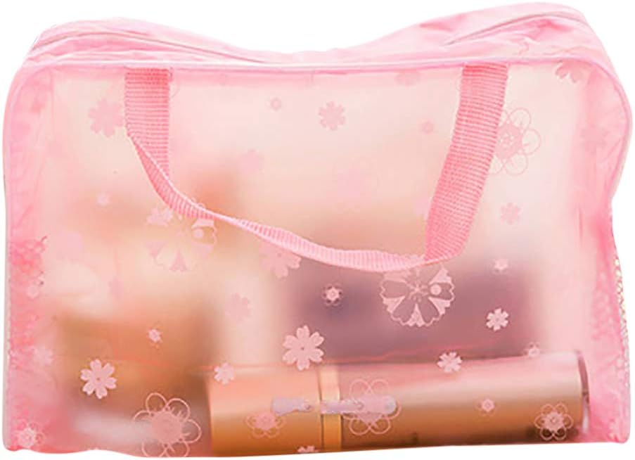 dontdoTransparent Travel Storage Bag Zipper Makeup Cosmetic Toiletry Wash Pouch Organizer Pink
