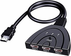 4K HDMI Switch, Beigemo 3 in 1 Out HDMI Splitter Switch Supports 4K Full HD 3D HDMI Splitter for HDTV/Xbox/PS3/4/5, App1e TV/Fire St1ck/BLU-Ray DVD-Player etc. -Audio Video Selectors
