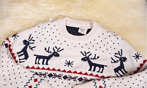 Teemall Children's Knitted Fireplace Lovely Raindeer Sweater for Christmas Best Gift,2T-5T (5T, White)
