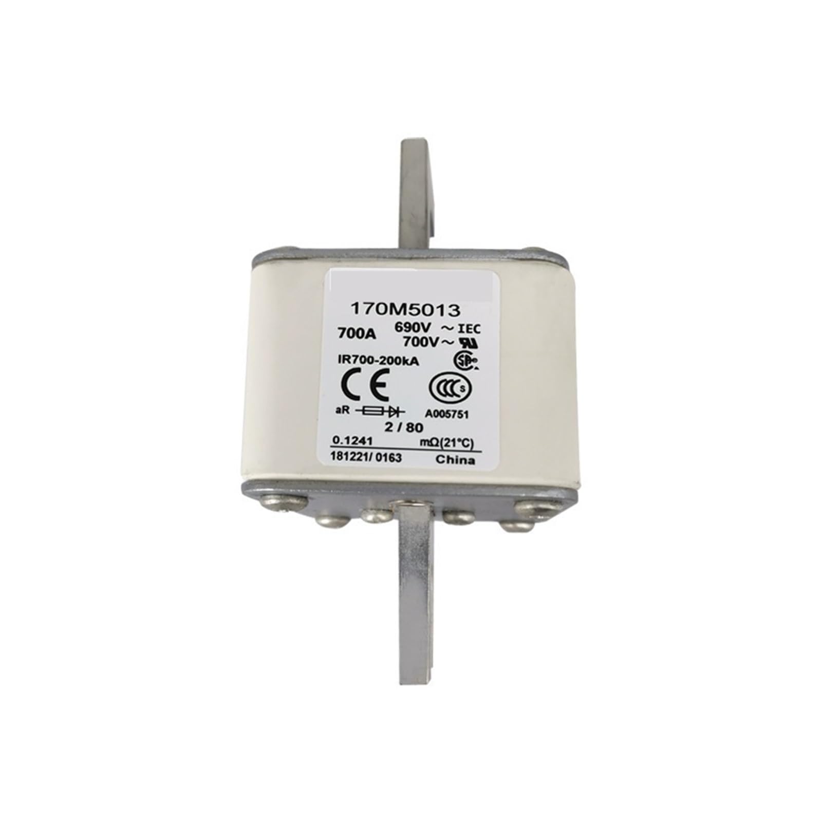 Fusible rápido CC 170M5013 con corte ultrarrápido contra sobrecorrientes