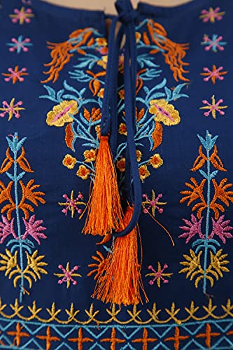 Image of DMP FASHION Women's Rayon Classic Heavy Embroidery Top with Beautifull Tassels at Front and on Both Sleeves