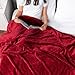 PAVILIA Soft Fleece Burgundy Dark Red Throw Blanket for Couch, Lightweight Plush Warm Blankets for Bed, Fuzzy Cozy Flannel Blanket Throw for Sofa, Travel, Jacquard Pattern, Wine Red, Twin, 60x80 inch
