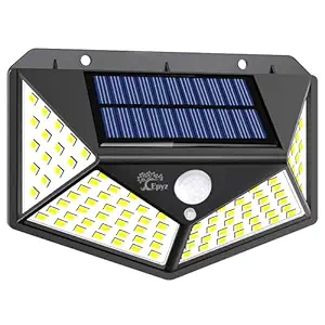 Epyz Solar Light Outdoor 100 LED Solar Motion Sensor Lights Wireless IP 65 Waterproof Wall Night Light with 2 Modes for Fence Garage Yard Step Stair [ White Light,Pack of 1 ]