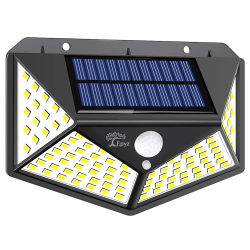 Image of Epyz ABS Plastic Solar Light Outdoor Waterproof Motion Sensor Lights Wall Night Light With 2 Modes For Fence Garage Yard Step Stair [ White Light,Pack Of 1, 100LED ]
