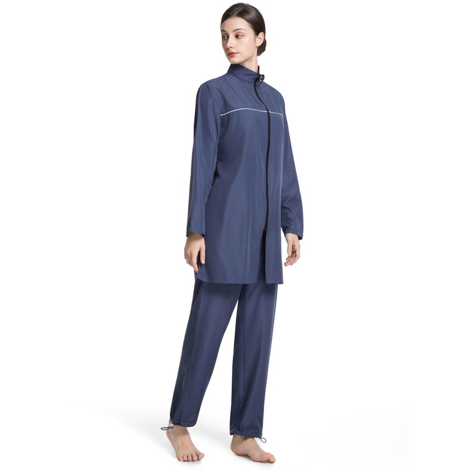 Maillot de bain Burkini musulman pour femme - Couverture complète - Tankini à manches longues avec bonnet de bain - Maillot de bain d'extérieur - Activités de vacances, plage, surf