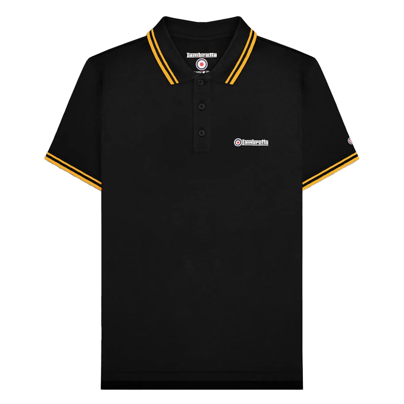 Lambretta Men's Black/Gold Ss25 Twin Tip Polo Shirt (3Xl) ()