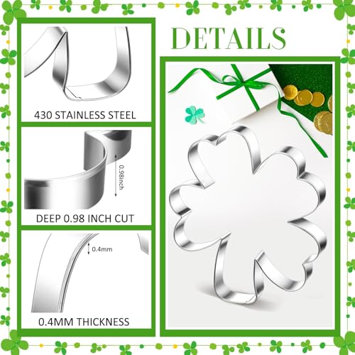 2-Pcs-Large-St-Patricks-Day-Cookie-Cutters-8-Extra-Large-Shamrock-Clovers-Stainless-Steel-Giant-Cookie-Cutter-for-St-Patricks-Day-Holiday-Baking 2 Pcs Large St Patricks Day Cookie Cutters 8 Extra Large Shamrock Clovers Stainless Steel Giant Cookie Cutter for St Patricks Day Holiday Baking