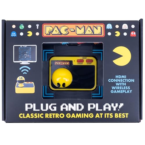Porta la magia della sala giochi nel tuo salotto con PAC-MAN Plug and Play! Questo tocco moderno del gioco classico ti consente di goderti PAC-MAN come mai prima d'ora.