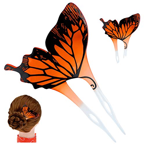 FINGER LOVE Acrylic 2-Prong Geisha Butterfly Hair Stick Fork